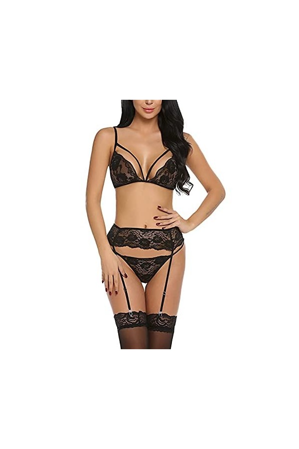 Grande Taille Bas Femme Couture Nylon Porte Vintage Saint-Valentin Dentelle Ensemble Lingerie Sexy des Années 20 Tenue G-Stri