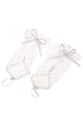 RUDFUZ Gants de fête sexy en maille filet en dentelle extensible sexy en tulle court en tulle avec feuille de lotus transpare