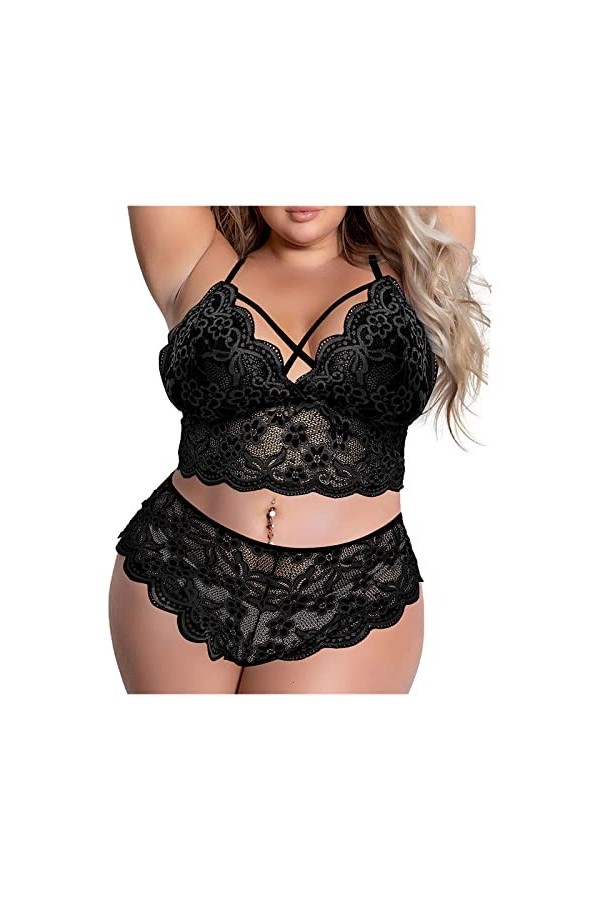 Ensemble Soutien Gorge et String Femme Sexy Lingerie Sexy Ensemble 2 Pièce Vêtements De Nuit Dentelle sous-Vetements Erotique
