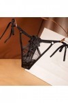 UOWEG Strings Culottes Respirantes Femmes Lingerie Dentelle Briefs Sexy sous-vêtements Voile-Through Dés Coquins Black, One 