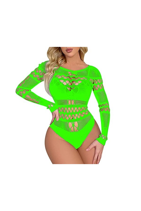 UOWEG Sous-vêtement pour femme à manches longues, vert, taille unique