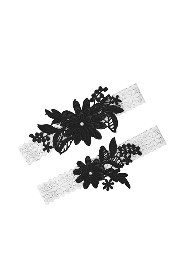 Povanjer Jarretelles en mariée - Jarretelles perles pour femme - Jarretières élastiques en dentelle - Fleurs - Jarretelles él