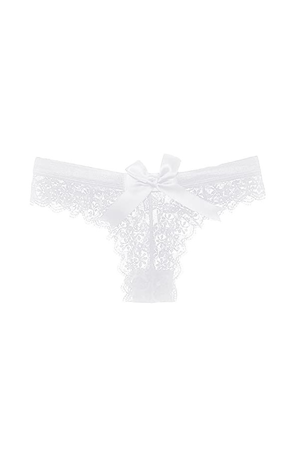 String Femme Sexy Chic Grande Taille Culottes pour femmes Culottes en dentelle avec nœud String en maille transparente Culott