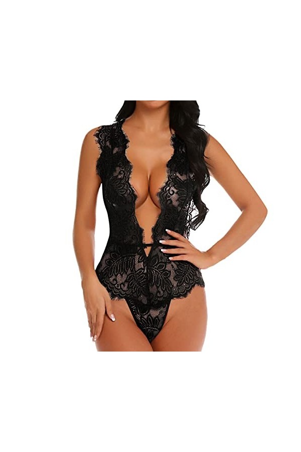 HANXIULIN Lingerie érotique Chemise de Nuit pour Femmes Confortable Doux Lingerie Transparente Pyjamas Culotte en Dentelle vê