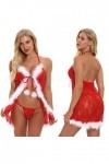 liaddkv Sous-vêtement sexy pour femme de Noël, rouge, XL