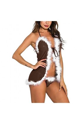 Tenue de jeu de rôle sexy pour femme - Pour sexe - Combinaison sexy pour femme - Pour fille de Noël - Avec col en V - Lingeri
