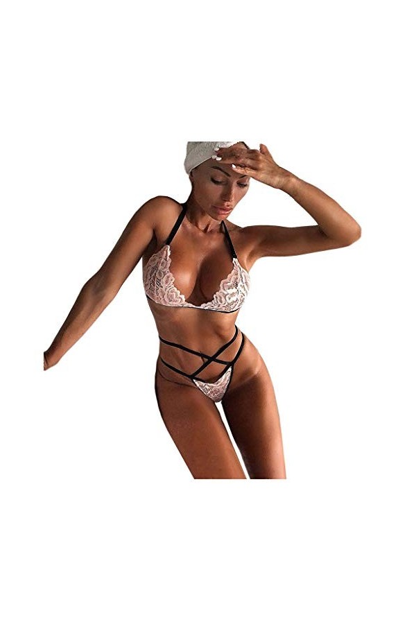 Lingerie Sexy Ensemble Femme Sexy Ensemble Soutien Gorge et String 2 Pièce Vêtements De Nuit Dentelle sous-Vetements Erotique