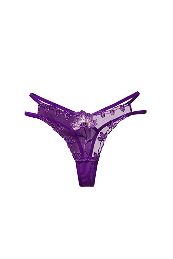 UOWEG Thong Femmes Thong Dames sous-vêtements Culottes Culottes Sexy Dentelle Lingerie Sexy Bleu Purple, One Size 
