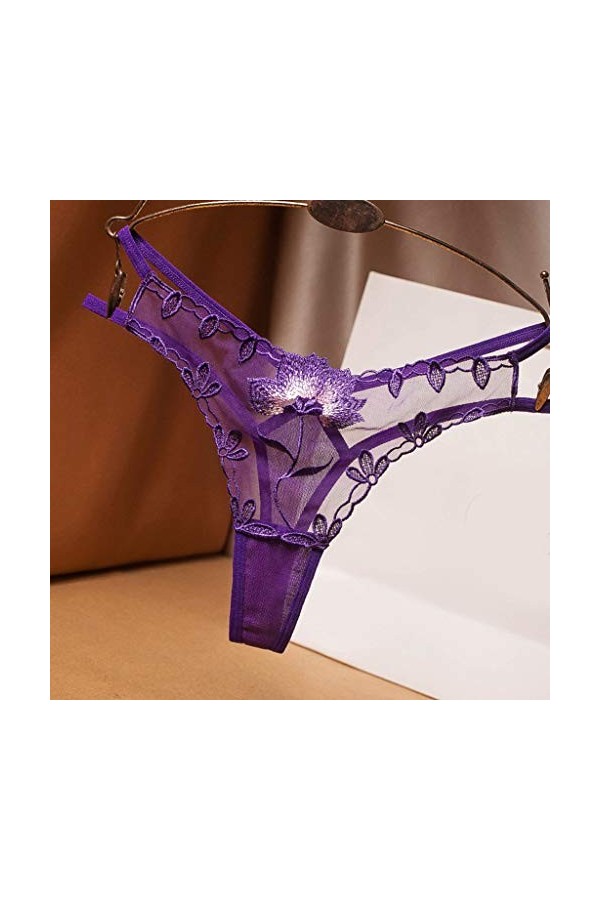 UOWEG Thong Femmes Thong Dames sous-vêtements Culottes Culottes Sexy Dentelle Lingerie Sexy Bleu Purple, One Size 