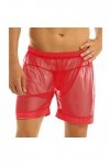 Sous-vêtements sexy pour homme - Boxer en maille respirante - Short en maille transparente avec grande fente en maille - Sous
