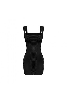 Combinaison ultra fine sexy en maille avec bretelles transparentes et lingerie sexy, Noir , taille unique