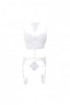 Ensemble de lingerie sexy pour femme avec bretelles en dentelle et soutien-gorge 1/4, blanc, M