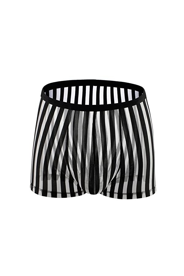 Boxers pour Hommes Culottes Sexy Interband Respirant Briefs Striped Clear Mesh Boxers Briefs Tenue