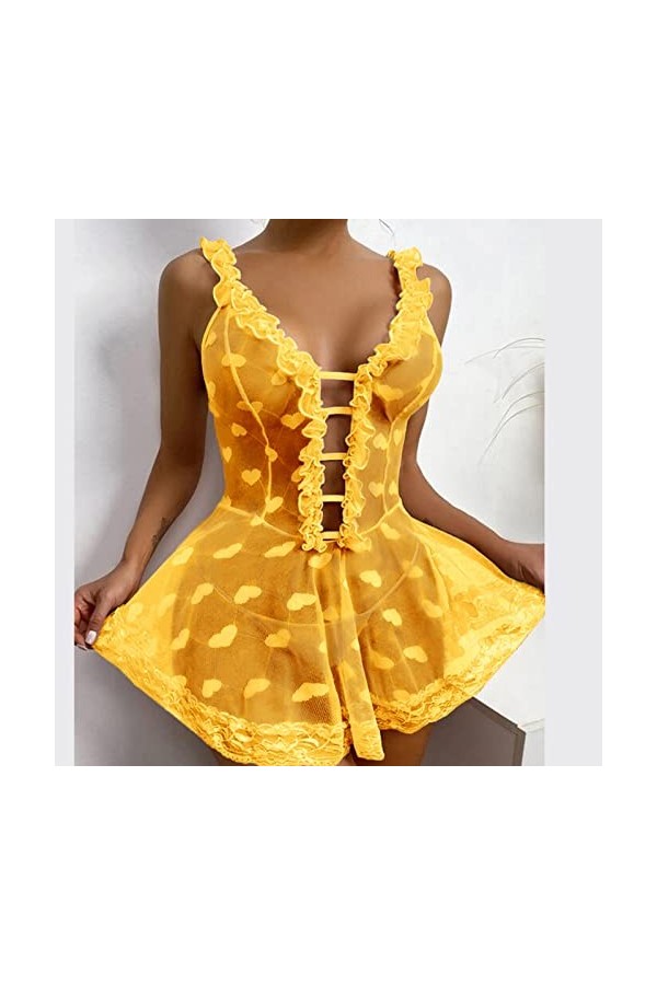 Lingerie Femme Sexy Ensemble Homme Sexy Hot y22k Femmes Sexy Mignon Amour Filles Robe en Dentelle découpe Robe à Bretelles s