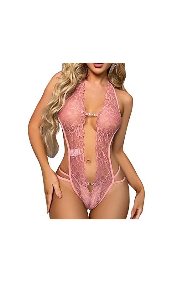 Générique Lingerie Sexy Femme Femmes 1 Pièce Lingerie Sexy Dentelle Body Deep V Teddy Nuisettes S ~ XXL Lingerie Maillot De B
