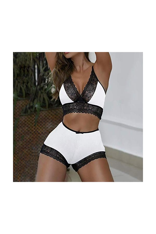 Lingerie Sexy Ensemble Femme 2 Pièce Vêtements De Nuit Sexy sous-Vetements Dentelle Ensemble Soutien Gorge et String Erotique