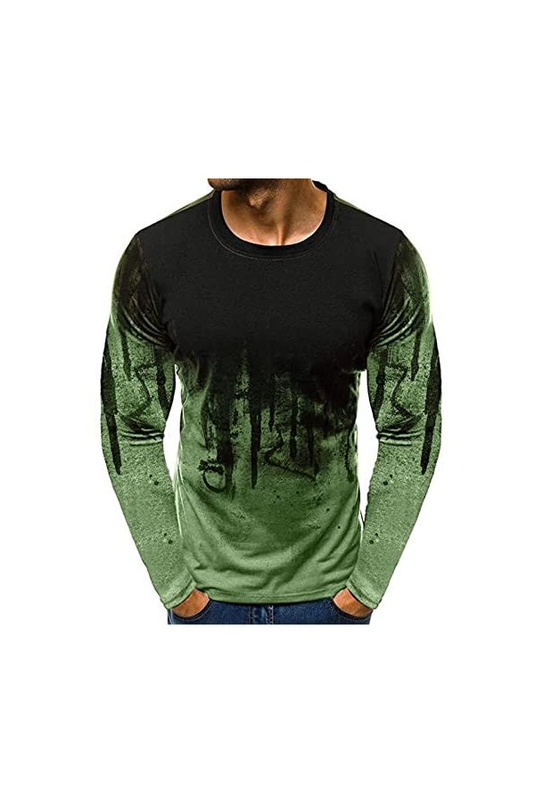 T-shirt de sport à manches longues pour homme - En tissu fin - Fonctionnel - Pour le tennis - Décontracté - Pour homme, vert,