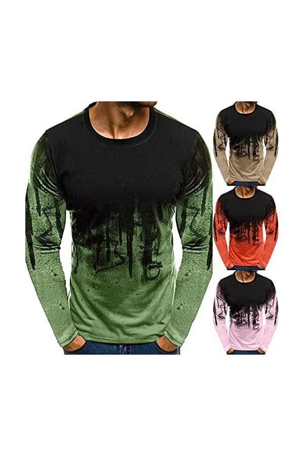 T-shirt de sport à manches longues pour homme - En tissu fin - Fonctionnel - Pour le tennis - Décontracté - Pour homme, vert,