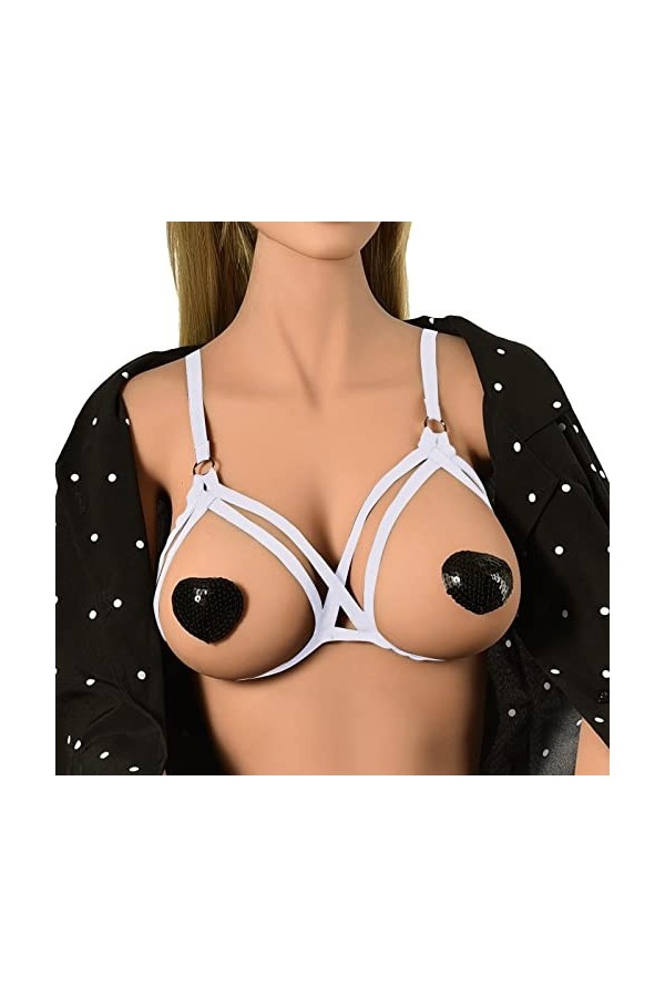 cimen Bundle Bound Lingerie sexy réglable en forme de vache, blanc, taille unique