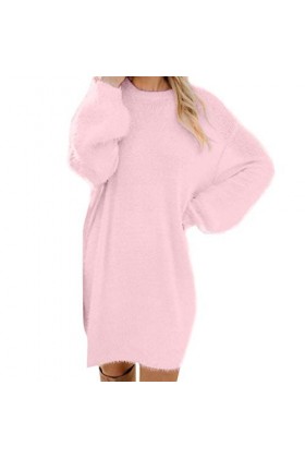 FGUUTYM Mini robe à manches longues sexy et chaude avec poche à manches longues - Pull noir avec fleurs, Rose, L
