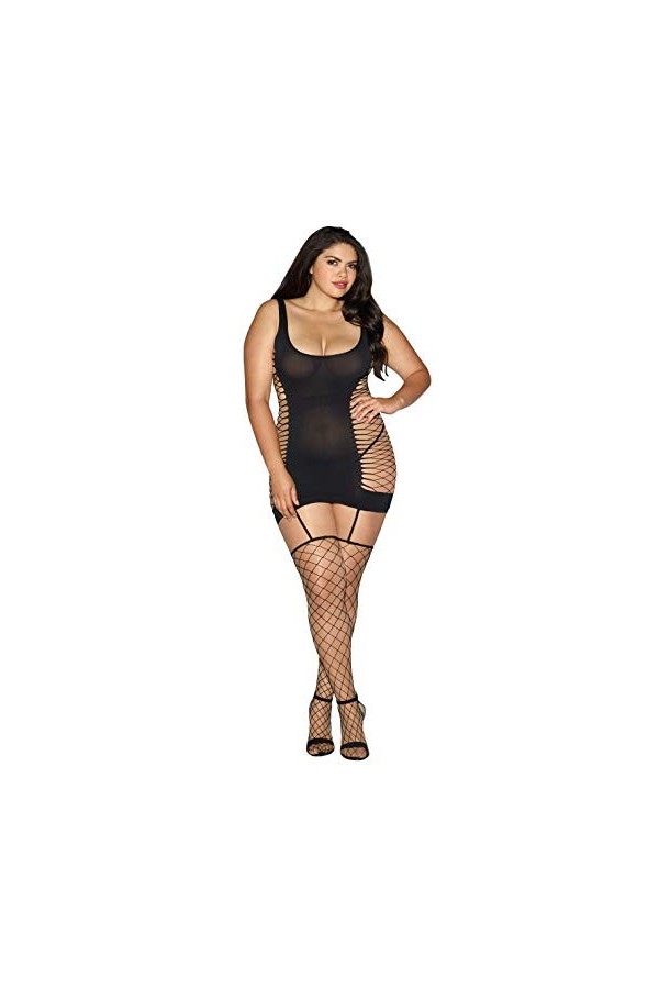 Dreamgirl 0102 Combinaison pour Femme Noir Grande Taille 44/50