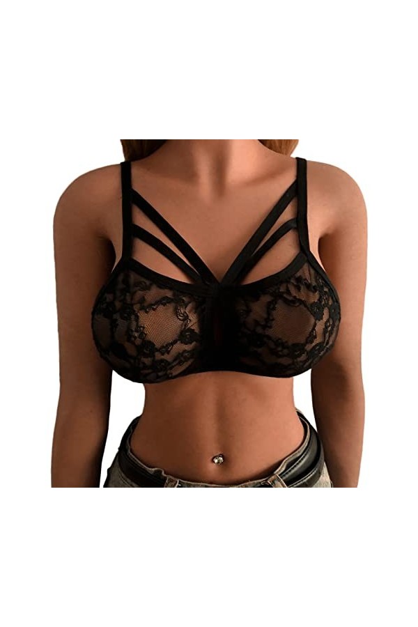 Brassière Femme Sexy Soutien-Gorge en Dentelle à Croisillons Apportant Une Touche de Séduction et de Sensualité