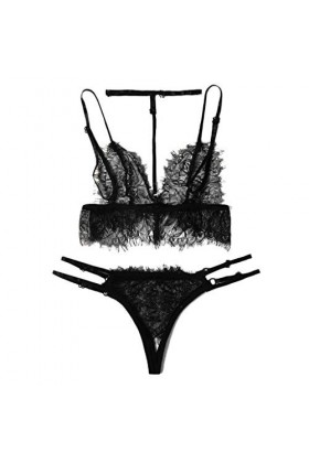 Femme sous-Vetements Sexy Lingerie Sexy Ensemble Dentelle Ensemble Soutien Gorge et String Erotique Vêtements De Nuit 2 Pièce
