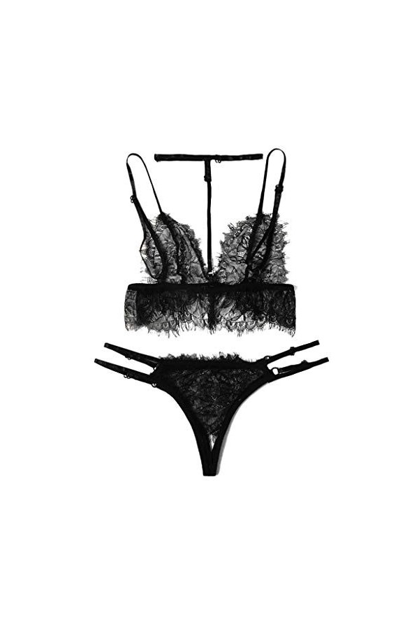 Femme sous-Vetements Sexy Lingerie Sexy Ensemble Dentelle Ensemble Soutien Gorge et String Erotique Vêtements De Nuit 2 Pièce