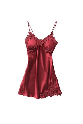 IKFIVQD Lingerie sexy pour femme avec coussinet en dentelle, Wine-2., XL