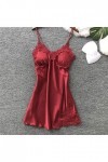 IKFIVQD Lingerie sexy pour femme avec coussinet en dentelle, Wine-2., XL