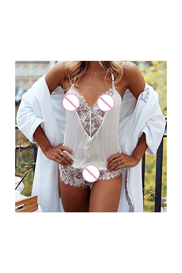 Lingerie Sexy Femme Grande Taille Brassière Dames Sexy Lingerie V-Cou Cils Dentelle Sling Séduisante Pyjama Une pièce Ensembl