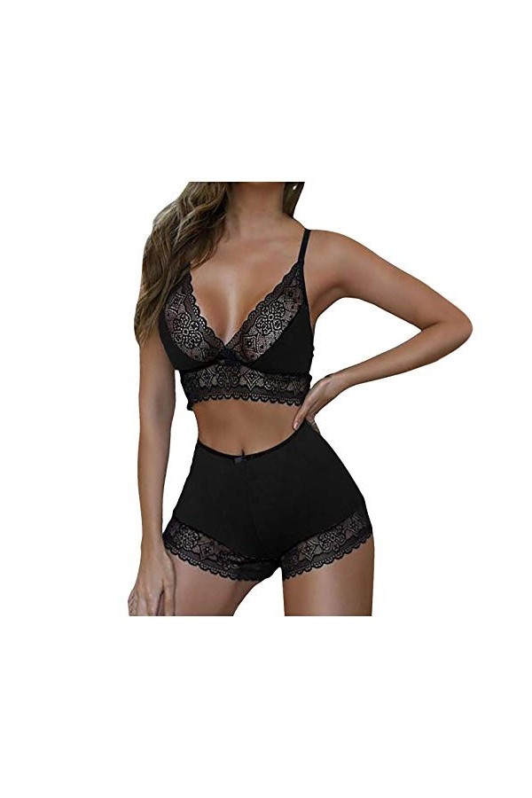 Lingerie Sexy Ensemble Femme 2 Pièce Vêtements De Nuit Sexy sous-Vetements Dentelle Ensemble Soutien Gorge et String Erotique