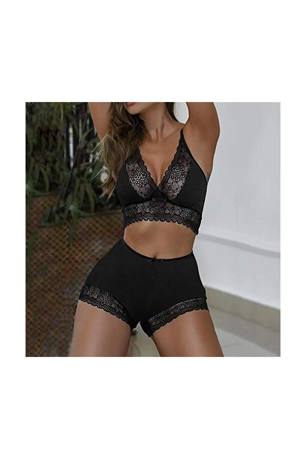 Lingerie Sexy Ensemble Femme 2 Pièce Vêtements De Nuit Sexy sous-Vetements Dentelle Ensemble Soutien Gorge et String Erotique