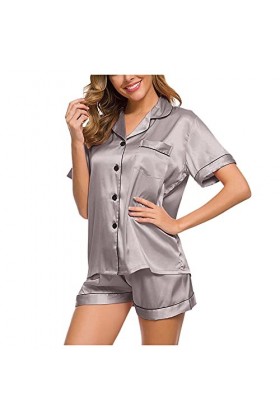 CUTeFiorino Ensemble de pyjamas sexy pour femme - Robe de nuit - Courte et sexy - Robe courte en dentelle, argenté, M