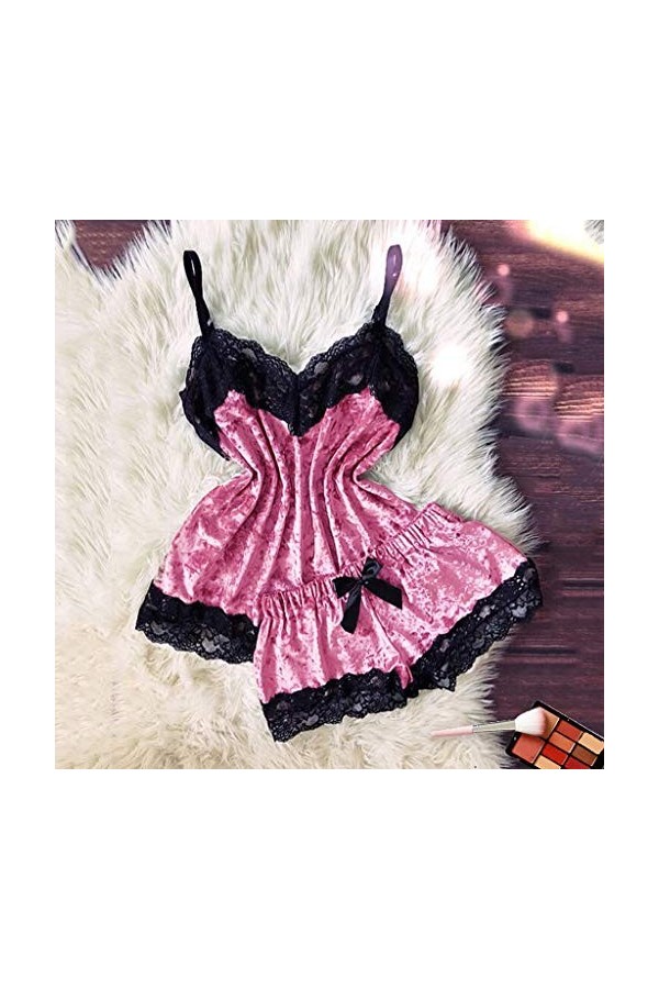 Lingerie Femme Sexy Ensemble Homme Sexy Hot y25k Velvet Women V-Neck Bow Shorts Camisole Tops Pyjamas vêtements de Nuit Linge