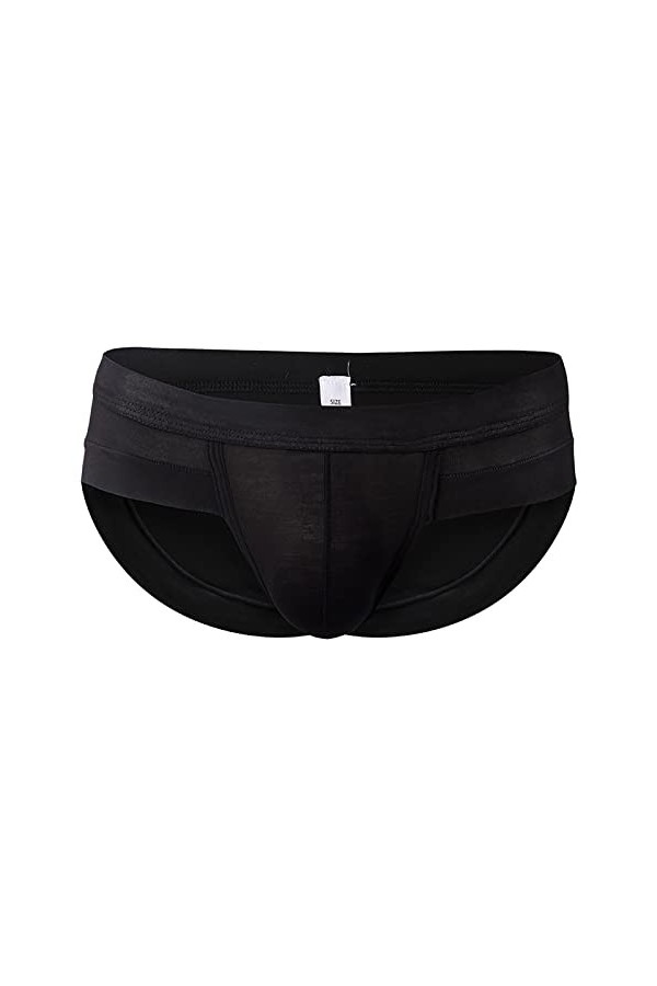 Sous-vêtements pour homme - Sexy - Sport - Respirant - Taille basse - Avec anneau de flèche, Noir , L