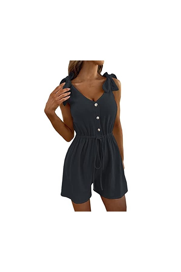 Ghemdilmn Costume danime pour femme - Combinaison sexy - Col en V - Boutonné - Pantalon court - Sexy - Dentelle, gris, M