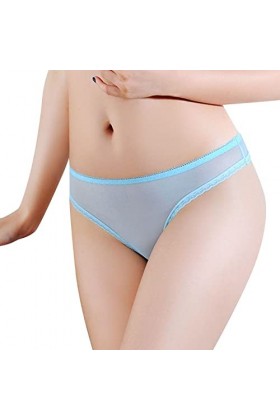 Générique Shorts Culottes pour Femmes Maille Arc Brodé Transparent String Sexy sous-Vêtements Dos Bandage Évider Culotte Stri