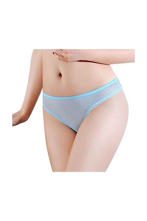 Générique Shorts Culottes pour Femmes Maille Arc Brodé Transparent String Sexy sous-Vêtements Dos Bandage Évider Culotte Stri