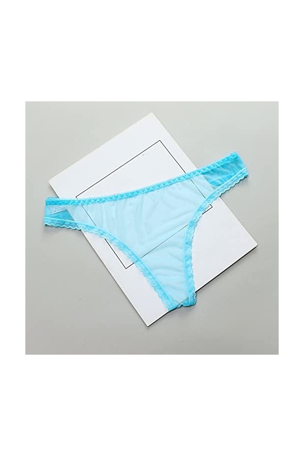 Générique Shorts Culottes pour Femmes Maille Arc Brodé Transparent String Sexy sous-Vêtements Dos Bandage Évider Culotte Stri