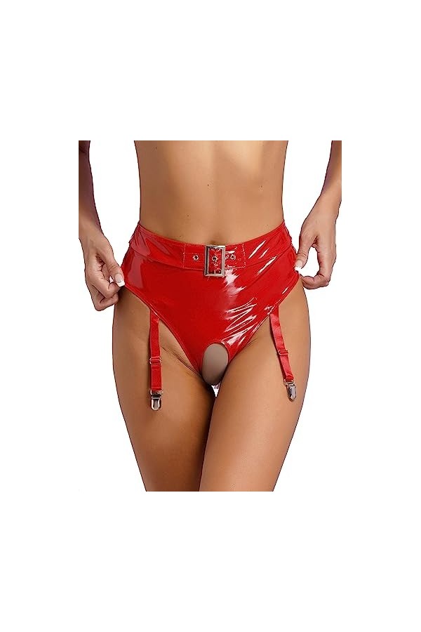 IEFIEL Strings Tangas Femmes Erotique Porte-Jarretelles Bas avec Clips Réglable Séduction sous-vêtements Jarretière Jarretell