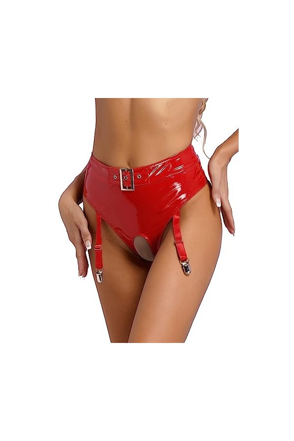 IEFIEL Strings Tangas Femmes Erotique Porte-Jarretelles Bas avec Clips Réglable Séduction sous-vêtements Jarretière Jarretell