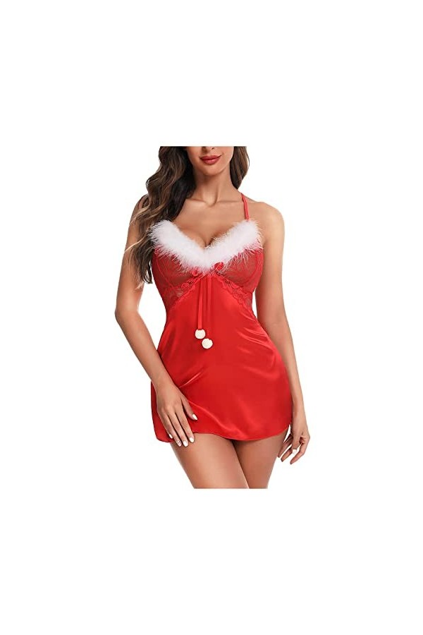 Ensemble Lingerie Feminine Sexy, Womens Underwear Set Sexy Mesh Set de Deux Pièces Top à Manches Longues et Jupe Moulante Se