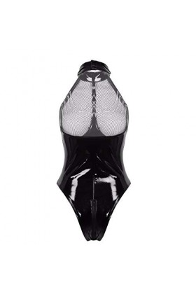 TiaoBug Femme Sexy Body Lingerie Bodystocking Zip sous-vêtement Collant Combinaison à Manches Longues Babydoll Erotique Bodys