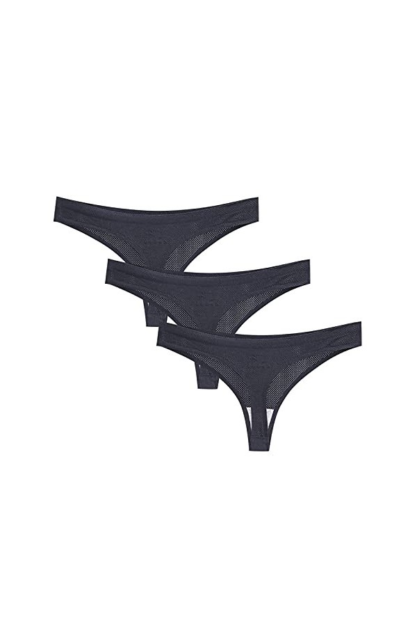 liaddkv Culotte 3 pièces en coton pour femme avec trous daération, string sexy pour femme, Noir , XXL