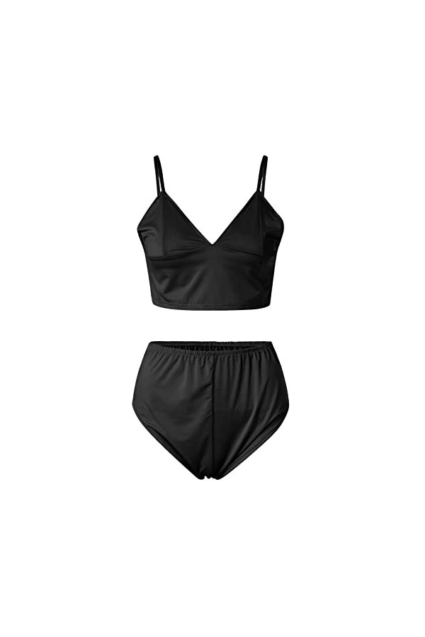 Ensemble de pyjama pour femme - Bikini court et sexy - Noir - Sous-vêtements sexy européens et américains - Pour adultes et f