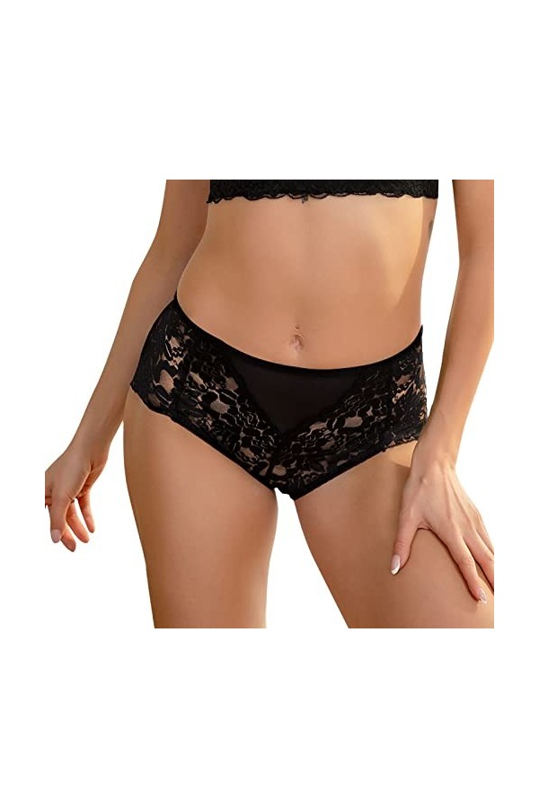Culotte Dentelle Sexy pour Femme sous Vetements Femmes Slip Taille Haute sous-Vêtements Culottes Culotte de Décoration Floral