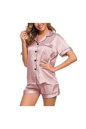 CUTeFiorino Body sexy - Sous-vêtement court - Robe de nuit - En satin - Pyjama sexy pour femme - Lingerie fluorescente, Rose,