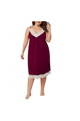 CUTeFiorino Ensemble sexy en mousseline de soie pour femme, Bordeaux, XXXL
