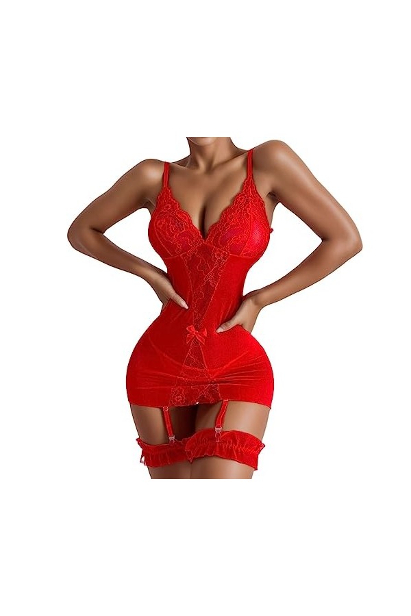 Lingerie sexy en dentelle - Col en V profond - Nuisette érotique - Sous-vêtements sexy - Pour le sexe - Nuisette - Lingerie s